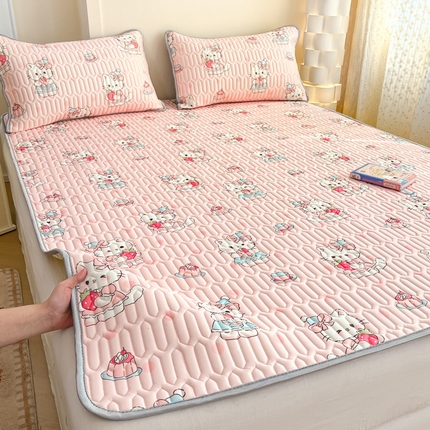 柒月家居 2025新款小清新乳胶凉席 粉色猫咪