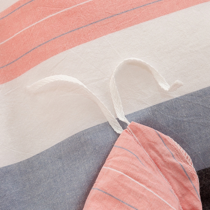 91家纺网 家纺一手货源 找家纺 喜四方 2025新款全棉色织水洗棉四件套 慢生活（粉）