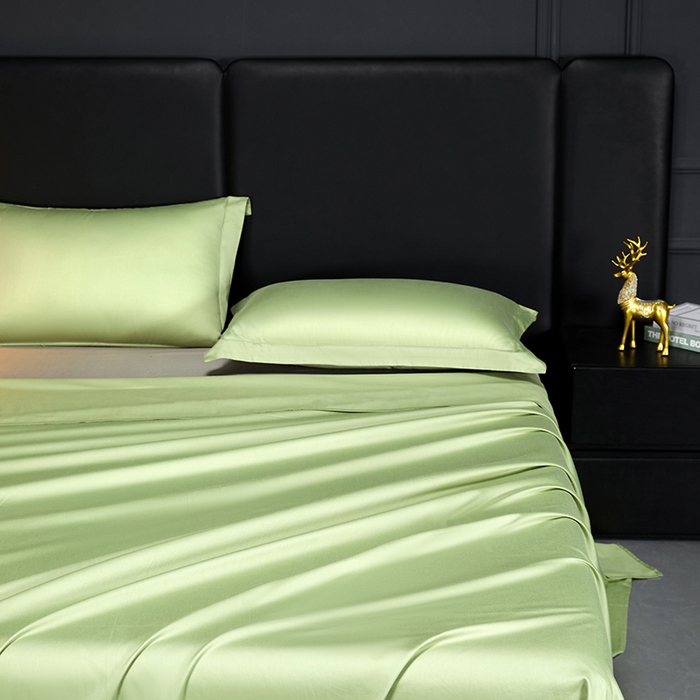 91家纺网 家纺一手货源 找家纺 秀色2025新款A类高端100s新疆长绒棉纯棉床单单件全棉单人贡缎加厚被单三件套 莫奈-艾绿