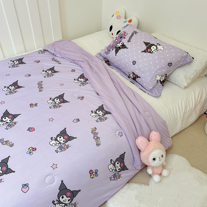 91家纺网 家纺一手货源 找家纺 兜米家居 2025夏季新品三丽鸥深睡双感针织凉感空调被夏被 甜心库洛米