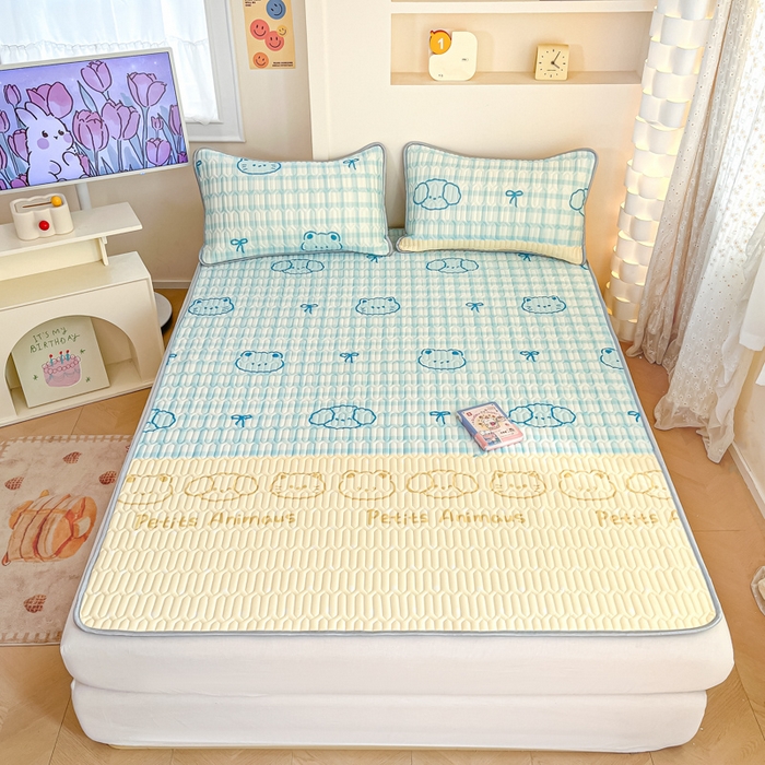 91家纺网 家纺一手货源 找家纺 柒月家居 2025新款小清新乳胶凉席 好伙伴