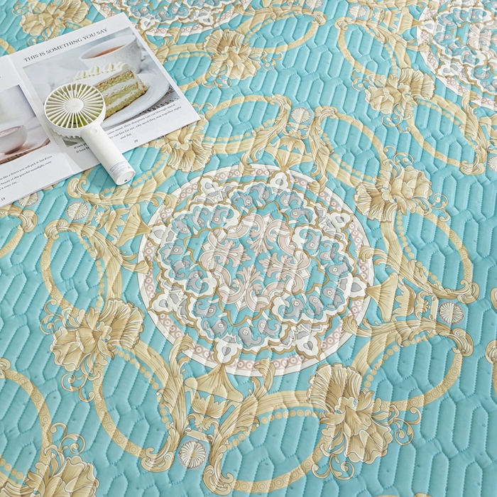 91家纺网 家纺一手货源 找家纺 美丽折2025新品6mm厚天然乳胶凉席三件套 大版印花卡通乳胶凉席平铺款 帕蓬夜色