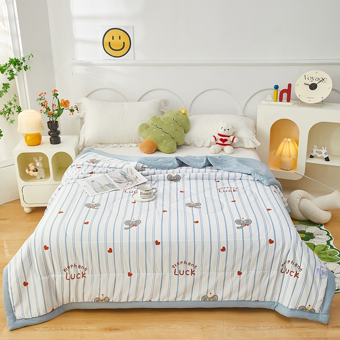 91家纺网 家纺一手货源 找家纺 中国龙家纺 2025新款舒爽柔小棉夏被被子被芯 爱心小象