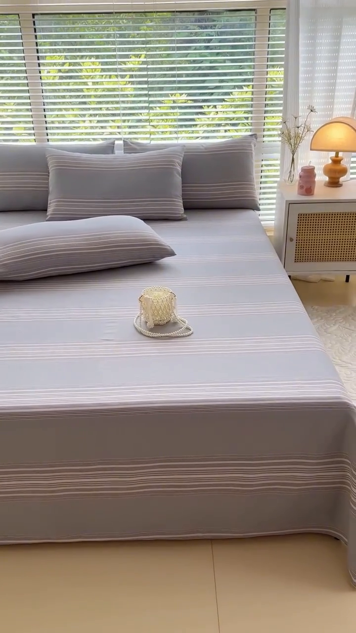 91家纺网 家纺一手货源 找家纺 仟网汇 2025新款老粗布床单粗布凉席老粗布单床单枕套单品 绅士灰