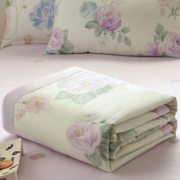 91家纺网 家纺一手货源 找家纺 瑜珠家纺 2025新款里外全棉棉花夏被 假日玫瑰