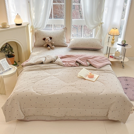 贝扬思家纺 2025新款云感双层纱7A抗菌夏被四件套系列 爱你