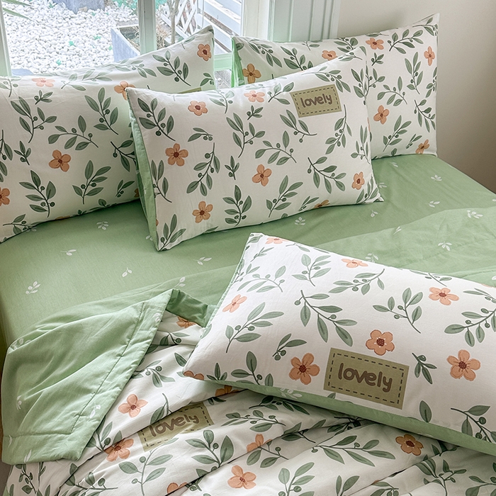 91家纺网 家纺一手货源 找家纺 瑜珠家纺 2025新款里外全棉棉花夏被 青柠薄荷