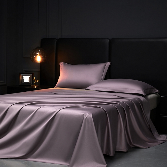 91家纺网 家纺一手货源 找家纺 秀色2025新款A类高端100s新疆长绒棉纯棉床单单件全棉单人贡缎加厚被单三件套 莫奈-香芋紫