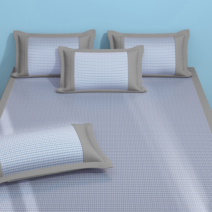 91家纺网 家纺一手货源 找家纺 绒艺席业 2025新款A类抗菌冰丝凉席系列-冰感抑菌席 蓝色