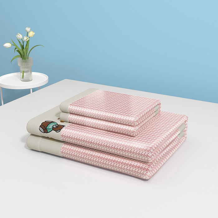 91家纺网 家纺一手货源 找家纺 绒艺席业 2025新款A类抗菌冰丝凉席系列-小冰熊款 冰熊-粉