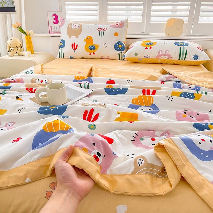 91家纺网 家纺一手货源 找家纺 思雅庭 2025新款里外全棉夏被新疆棉花夏凉被空调被 萌宠派对