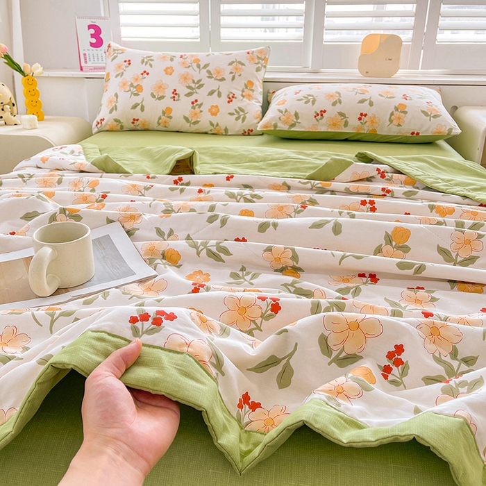 91家纺网 家纺一手货源 找家纺 思雅庭 2025新款里外全棉夏被新疆棉花夏凉被空调被 悦夏花语