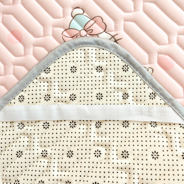 91家纺网 家纺一手货源 找家纺 柒月家居 2025新款小清新乳胶凉席 粉色猫咪