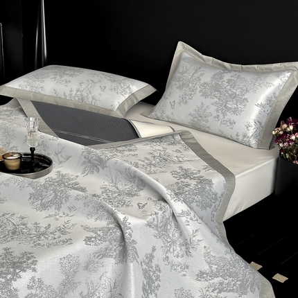 三味舒屋 2025新款抗菌防螨凉感提花冰丝凉席席子-西雅图 西雅图灰床席