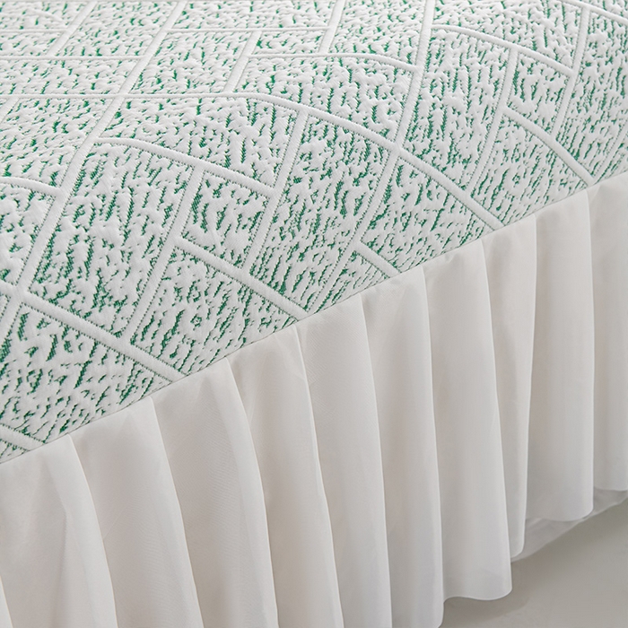 91家纺网 家纺一手货源 找家纺 鑫姿 2025新款5A抗菌凉席床裙款-雅致系列 雅致床裙款-冰豆绿