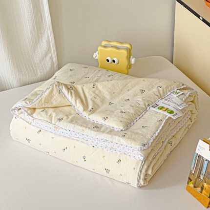 91家纺网 家纺一手货源 找家纺 心悦家纺 2025新款A类全棉纯棉优U棉提花夏被夏凉被空调被春秋被冬被 爱心花朵