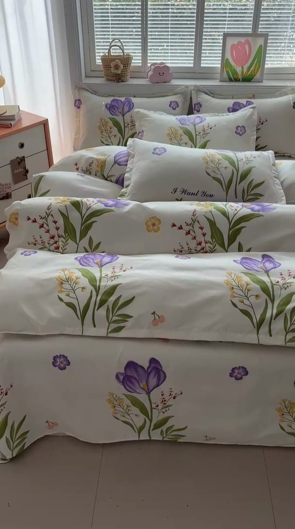 91家纺网 家纺一手货源 找家纺 爱一个家 2025新款植物羊绒四件套 幽境花开