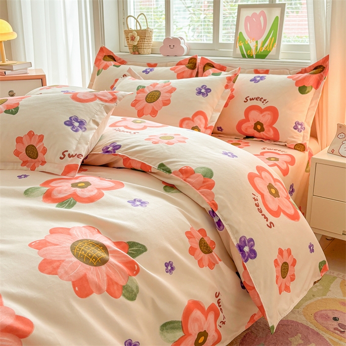 91家纺网 家纺一手货源 找家纺  爱一个家 2025新款植物羊绒四件套 玫香怡人