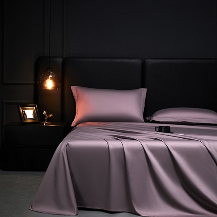 91家纺网 家纺一手货源 找家纺 秀色2025新款A类高端100s新疆长绒棉纯棉床单单件全棉单人贡缎加厚被单三件套 莫奈-南瓜橘