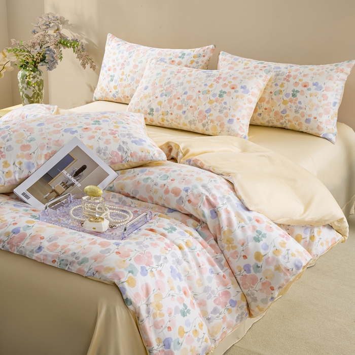 91家纺网 家纺一手货源 找家纺 帅露家纺 2025新款50S莱赛尔天丝印花四件套 含依