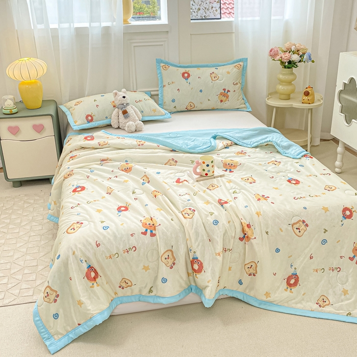 91家纺网 家纺一手货源 找家纺 顺顺家纺 2025新款凉感丝印花夏被空调被 马克吐司