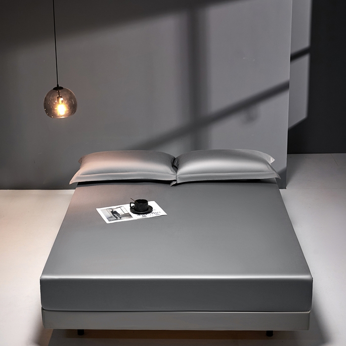 91家纺网 家纺一手货源 找家纺 秀色2025新款高端纯棉床笠单件全棉全包床套三件套100s新疆长绒棉酒店床垫保护套 梦易-典雅灰