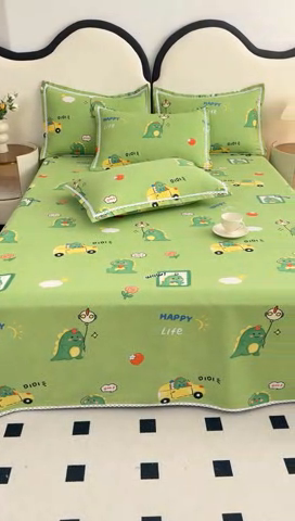 91家纺网 家纺一手货源 找家纺 仟网汇 2025全棉老粗布蕾丝花边三件套（无纺布手提包装） 恐龙家族