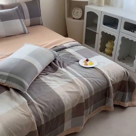 91家纺网 家纺一手货源 找家纺 瑜珠家纺 2025新款里外全棉棉花夏被 费城时光