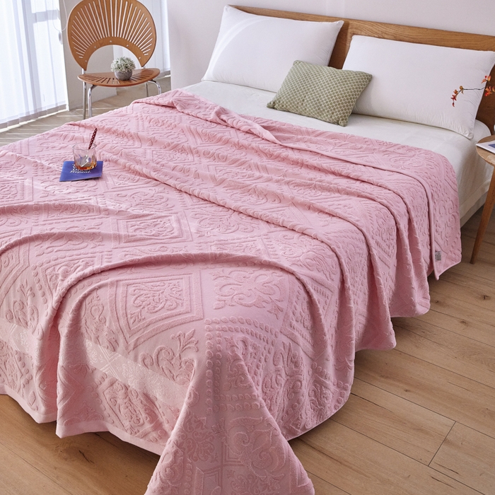 91家纺网 家纺一手货源 找家纺 爱港家纺 2025新款上海专版老式怀旧全棉A类纱布毛巾被 古韵-粉