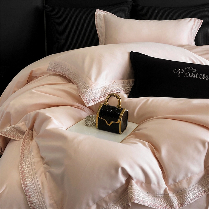 91家纺网 家纺一手货源 找家纺 保罗圣迪奥 2025新款50双股全棉长绒棉四件套-艾瑟琳系列 艾瑟琳-樱花粉