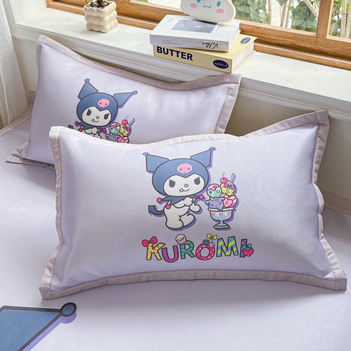 91家纺网 家纺一手货源 找家纺 博雅 2025新款 三丽鸥凉感丝夏被冰丝凉席组合四件套 开心库洛米