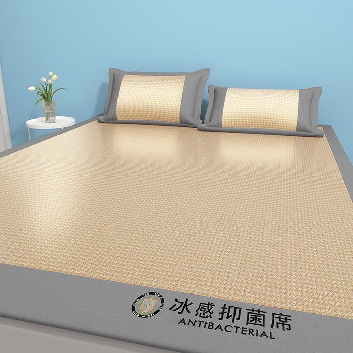 91家纺网 家纺一手货源 找家纺 绒艺席业 2025新款A类抗菌冰丝凉席系列-冰感抑菌席 黄色