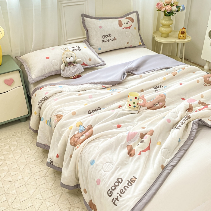 91家纺网 家纺一手货源 找家纺 顺顺家纺 2025新款凉感丝印花夏被空调被 夏日童趣