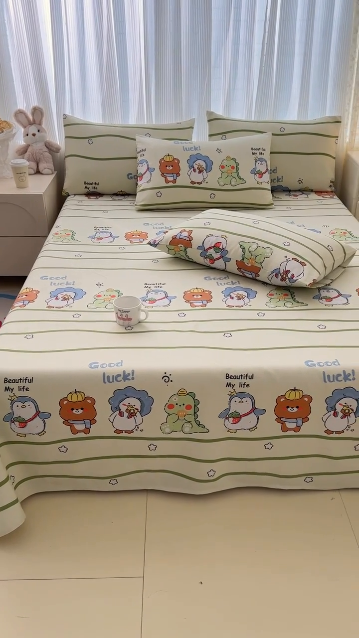 91家纺网 家纺一手货源 找家纺 仟网汇 2025新款老粗布床单粗布凉席老粗布单床单枕套单品 萌宠