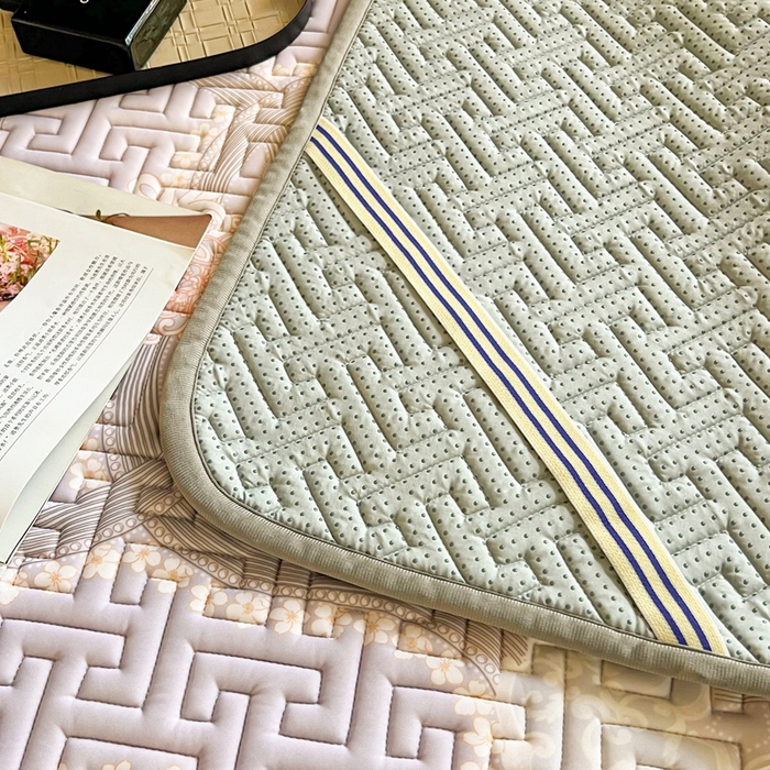 91家纺网 家纺一手货源 找家纺 美丽折2025夏季新品高端加厚全冰丝生物基乳胶凉席三件套 水洗天然乳胶凉席 安格尔斯-紫