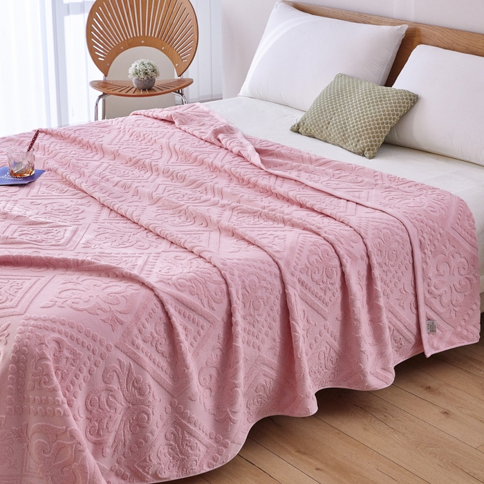 91家纺网 家纺一手货源 找家纺 爱港家纺 2025新款上海专版老式怀旧全棉A类纱布毛巾被 古韵-粉