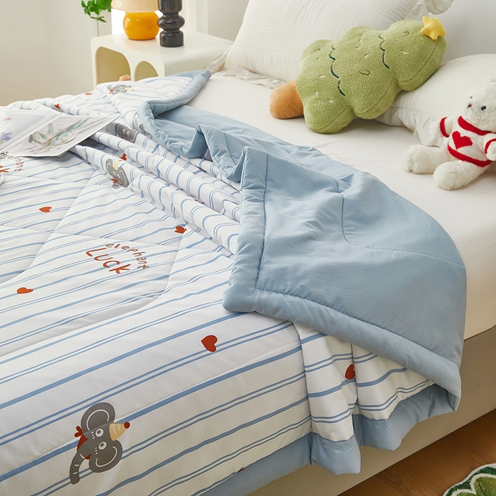 91家纺网 家纺一手货源 找家纺 中国龙家纺 2025新款舒爽柔小棉夏被被子被芯 爱心小象