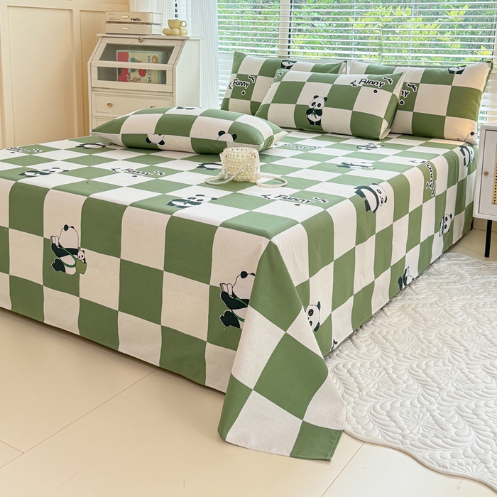 91家纺网 家纺一手货源 找家纺 仟网汇 2025新款老粗布床单粗布凉席老粗布单床单枕套单品 熊猫格