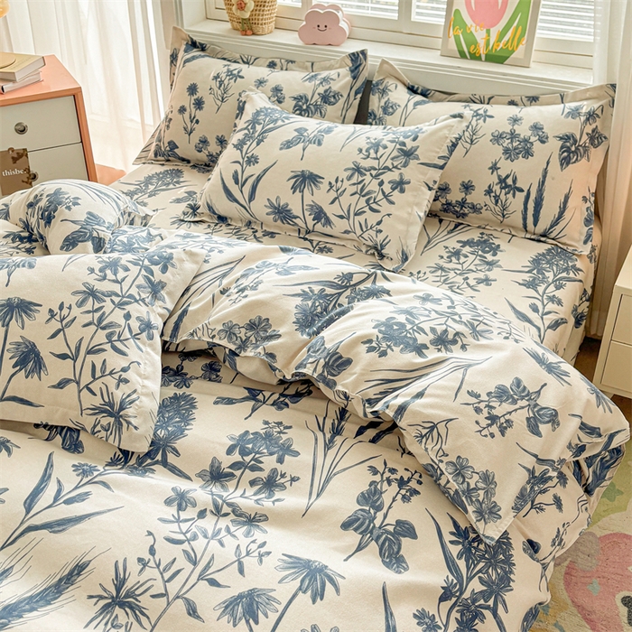 91家纺网 家纺一手货源 找家纺 爱一个家 2025新款植物羊绒四件套 青花词