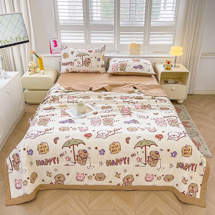 91家纺网 家纺一手货源 找家纺 思雅庭 2025新款里外全棉夏被新疆棉花夏凉被空调被 天天向上