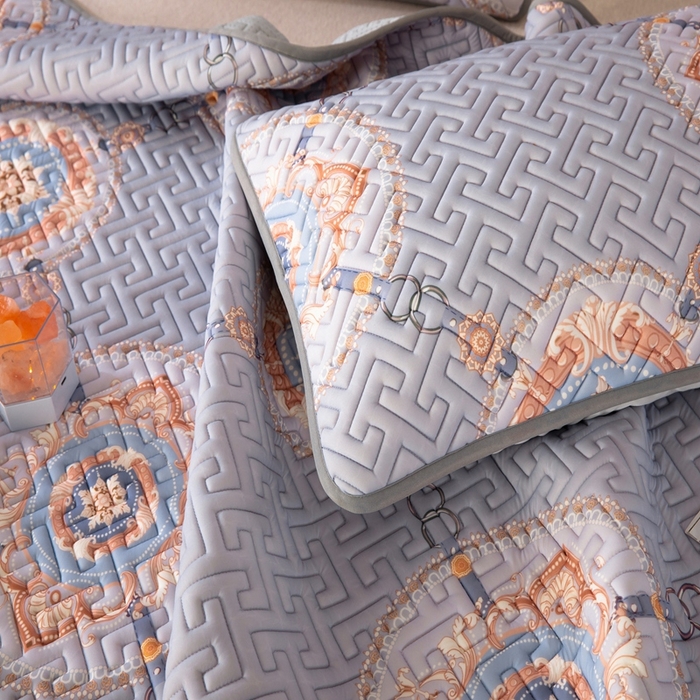 91家纺网 家纺一手货源 找家纺 美丽折2025夏季新品高端加厚全冰丝生物基乳胶凉席三件套 水洗天然乳胶凉席 富贵华庭紫