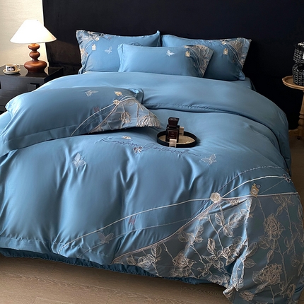 91家纺网 家纺一手货源 找家纺 （总）优悦生活馆 2025新款冰丝浮雕绣花四件套