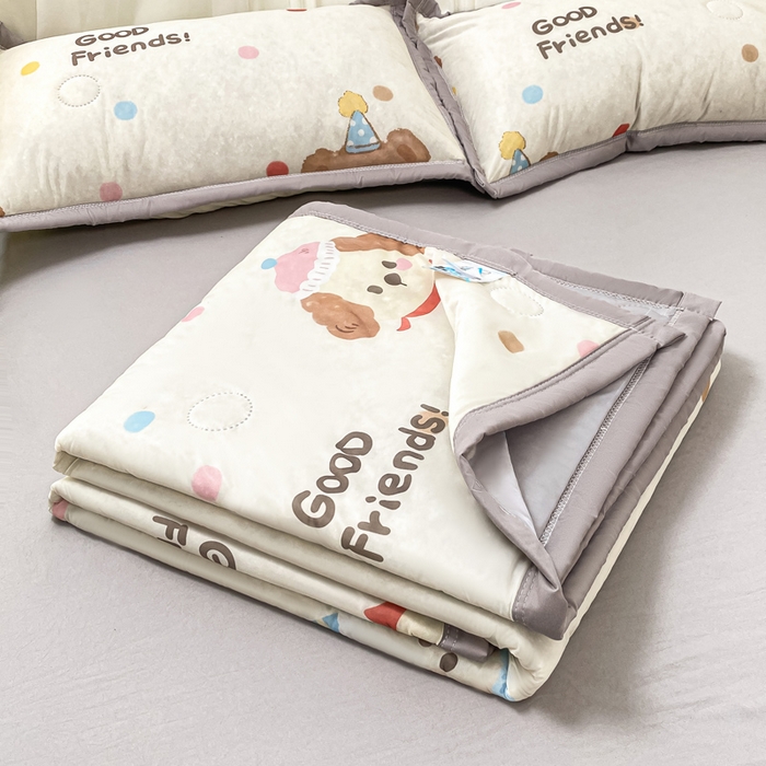 91家纺网 家纺一手货源 找家纺 顺顺家纺 2025新款凉感丝印花夏被空调被 夏日童趣