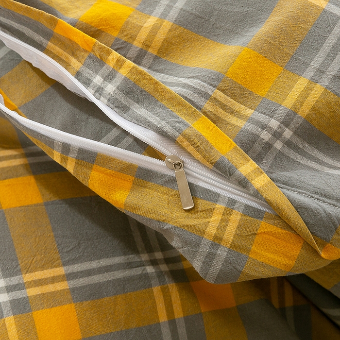 91家纺网 家纺一手货源 找家纺 喜四方 2025新款全棉色织水洗棉四件套 夏威夷（ 黄）