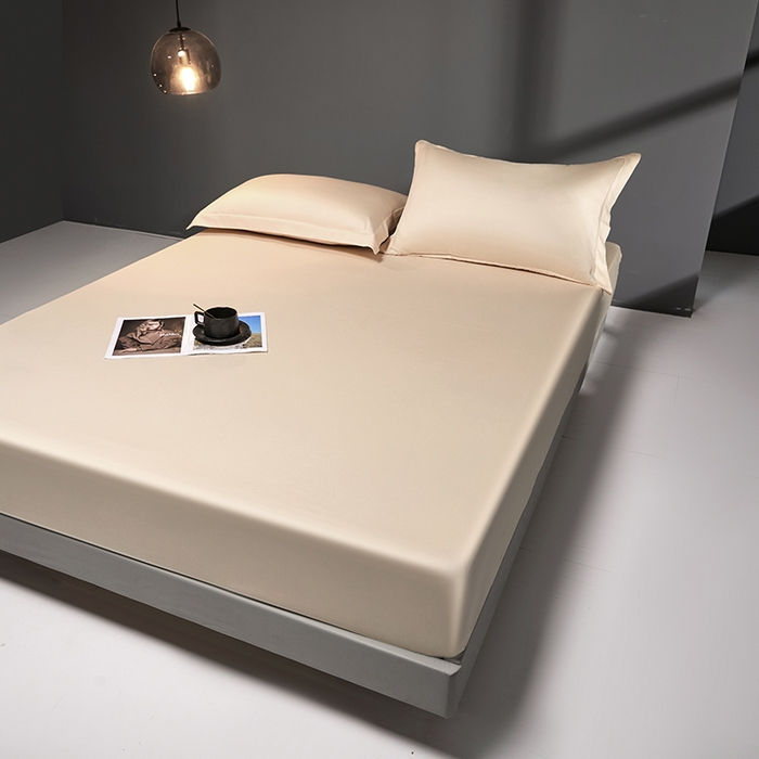 91家纺网 家纺一手货源 找家纺 秀色2025新款高端纯棉床笠单件全棉全包床套三件套100s新疆长绒棉酒店床垫保护套 梦易-奶昔白