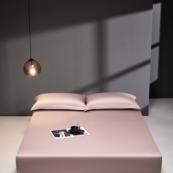 91家纺网 家纺一手货源 找家纺 秀色2025新款高端纯棉床笠单件全棉全包床套三件套100s新疆长绒棉酒店床垫保护套 梦易-粉末白