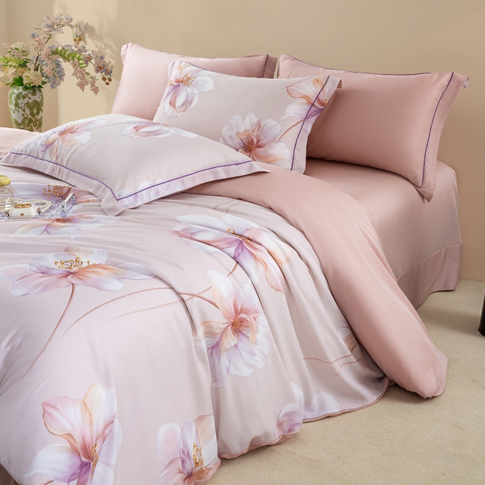 91家纺网 家纺一手货源 找家纺 帅露家纺 2025新款50S莱赛尔天丝印花四件套 古韵流香