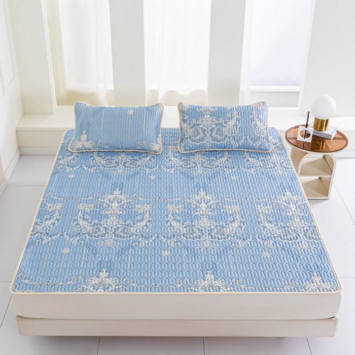 91家纺网 家纺一手货源 找家纺 美丽折2025新品6mm厚天然乳胶凉席三件套 大版印花卡通乳胶凉席平铺款 贵族风范