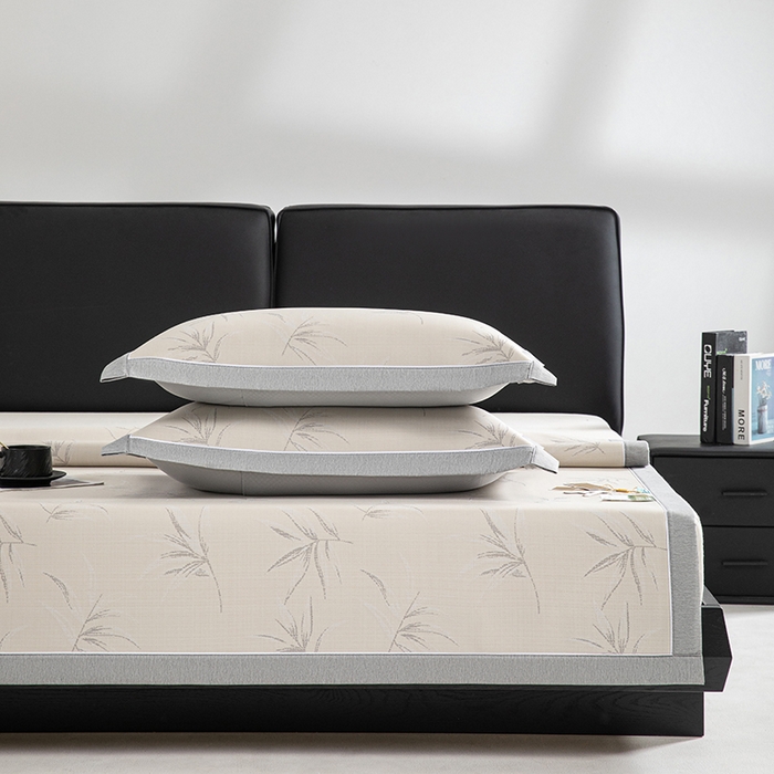 91家纺网 家纺一手货源 找家纺 小牛席业 2025新款全PE柳烟冰丝席凉席席子系列 香槟