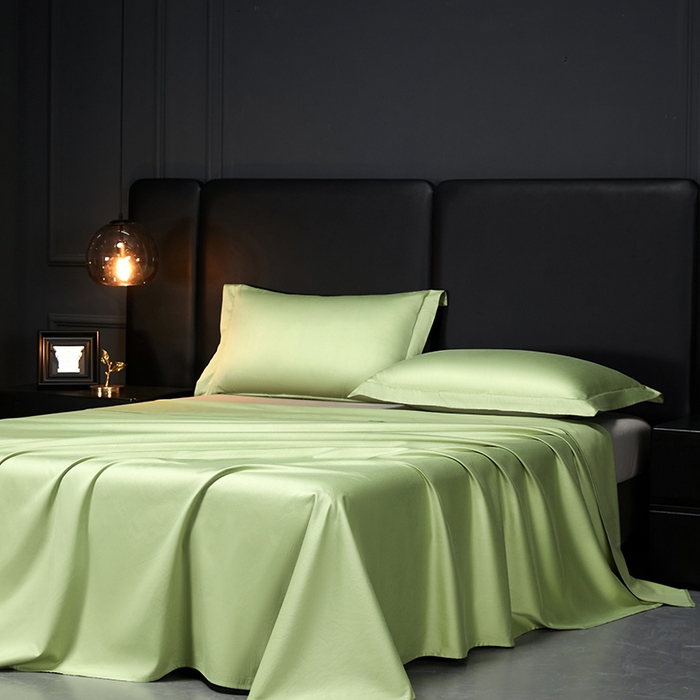 91家纺网 家纺一手货源 找家纺 秀色2025新款A类高端100s新疆长绒棉纯棉床单单件全棉单人贡缎加厚被单三件套 莫奈-艾绿